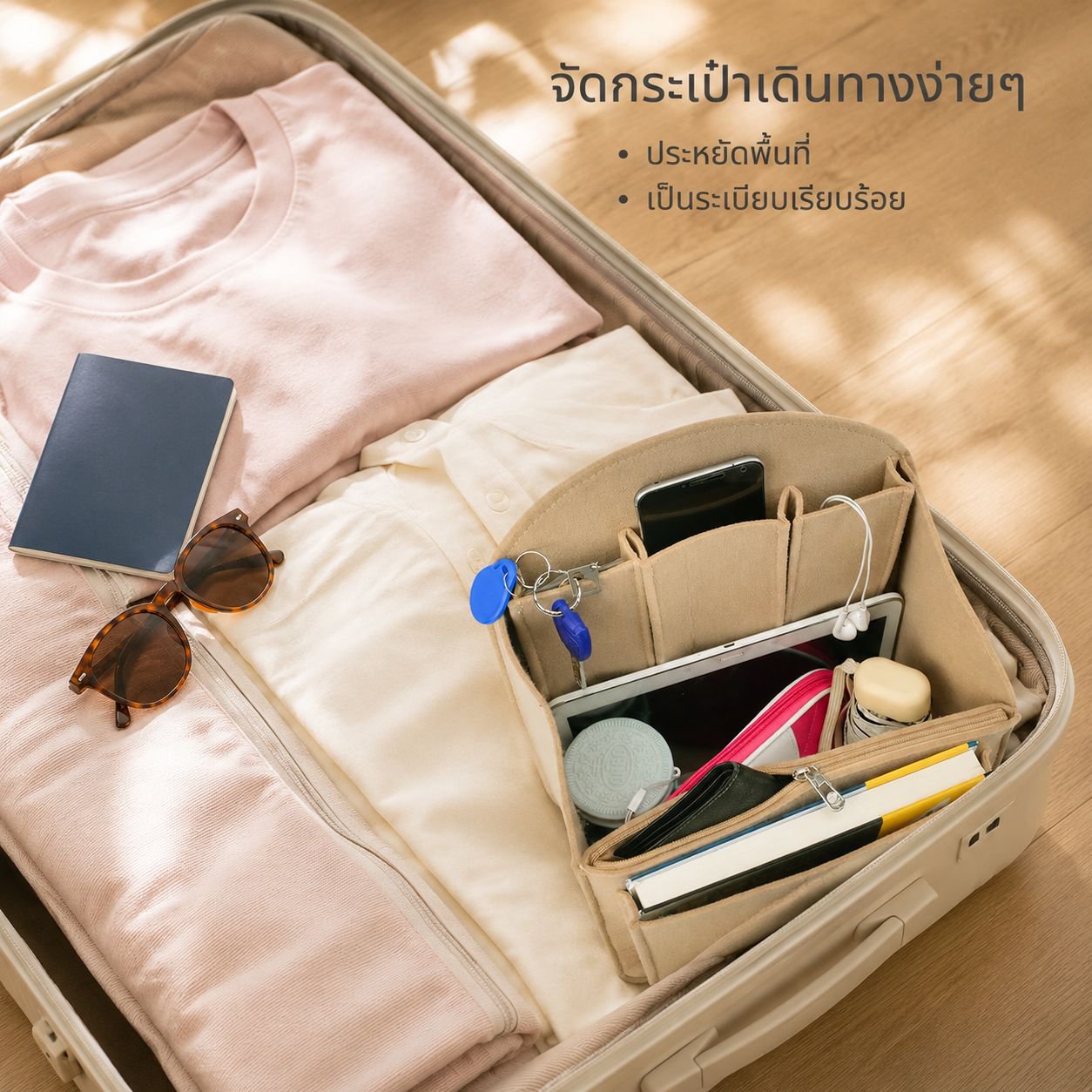 กระเป๋าจัดระเบียบเครื่องสำอางอเนกประสงค์สำหรับผู้หญิง