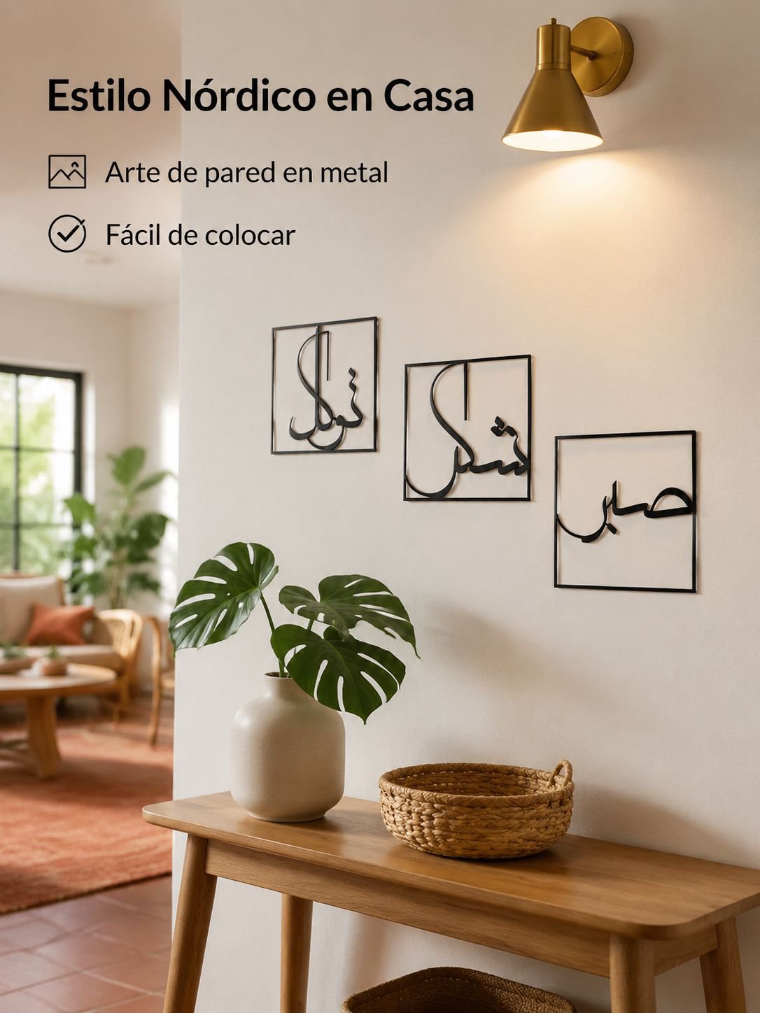 Juego de tres adornos de pared de arte en hierro