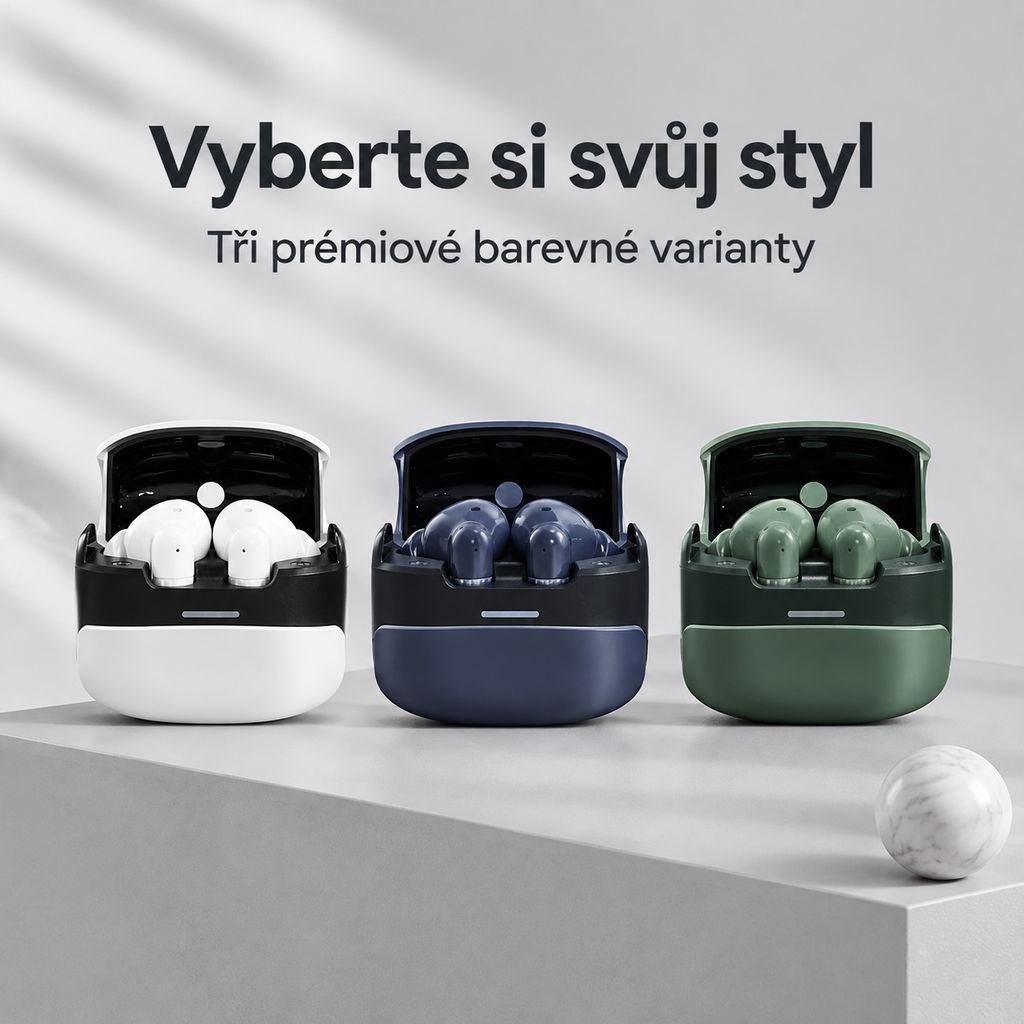 Polo-ušní bezdrátová sluchátka s potlačením hluku, vysoce kvalitní