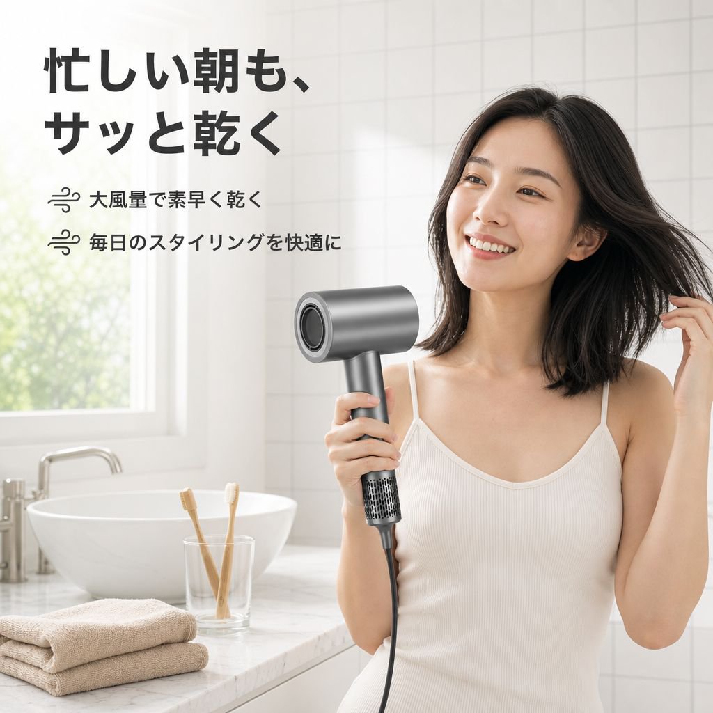 スマート温度表示大風量ヘアドライヤー