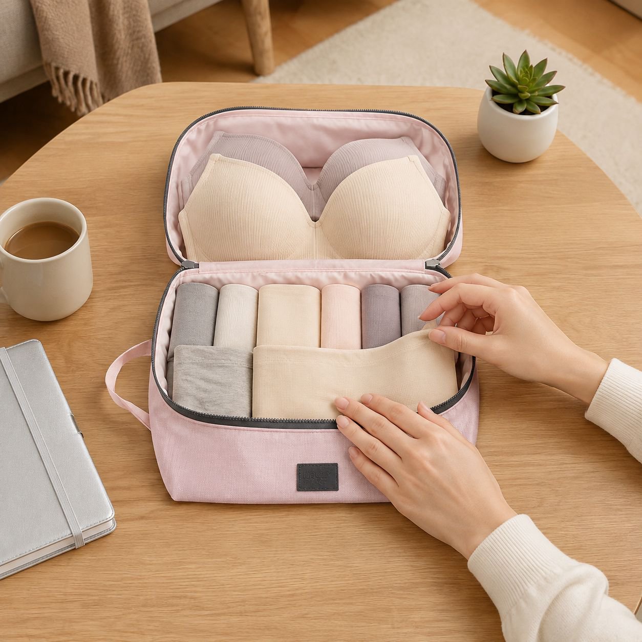 Bolsa portátil para almacenamiento de ropa interior, organizador de viaje