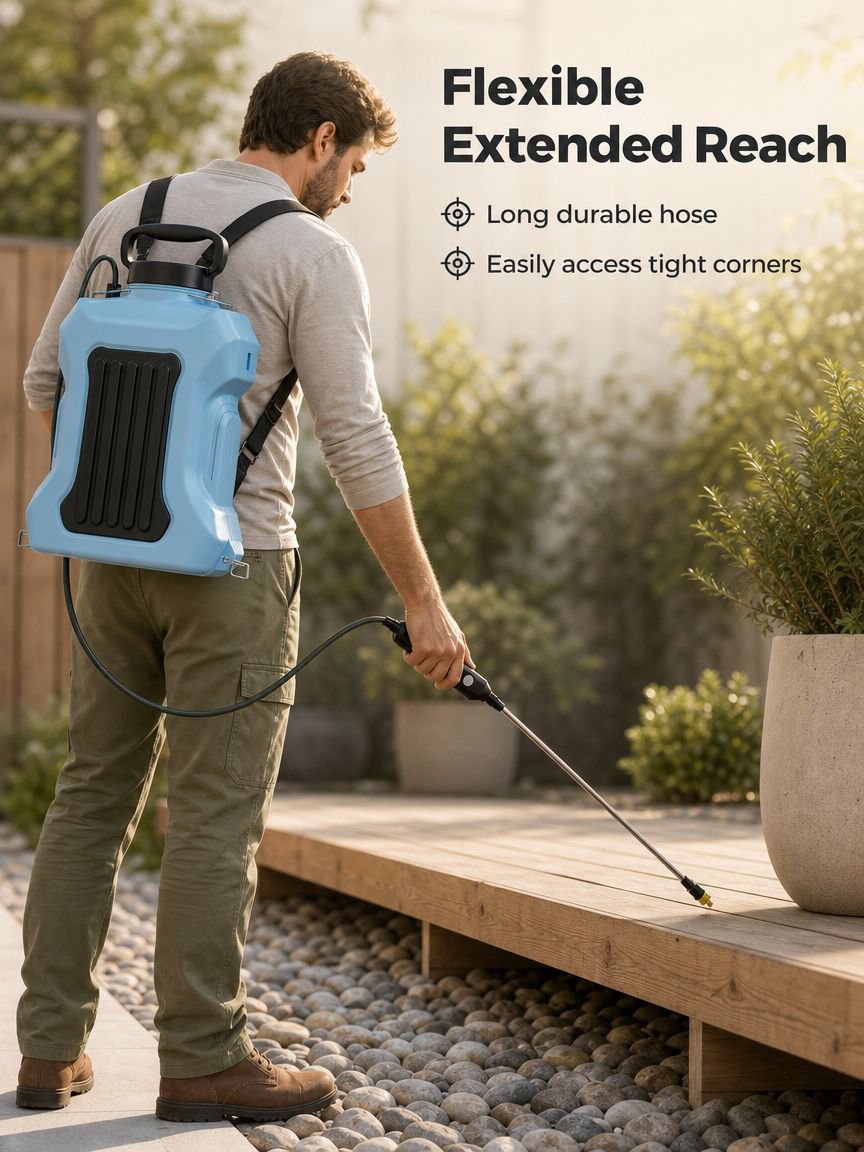 Electric sprayer spraying disinfectant on surfaces
