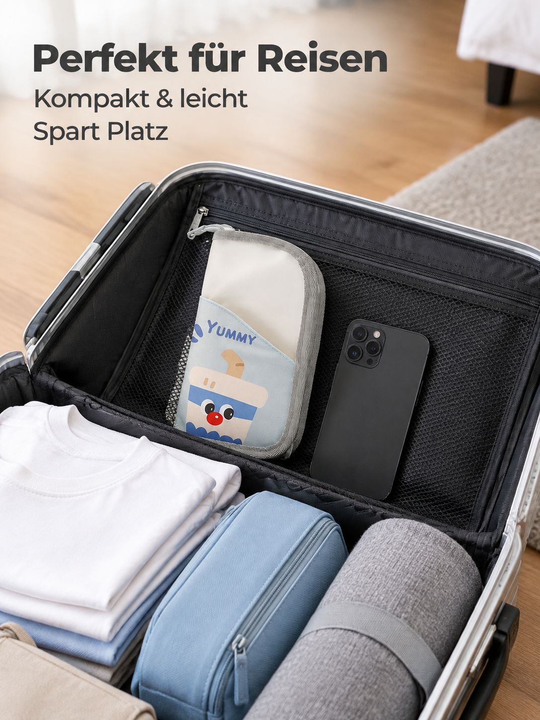 Tragbare Cartoon Make-up-Pinseltasche, für Zuhause und Reisen, Aufbewahrungstasche für Badezimmer