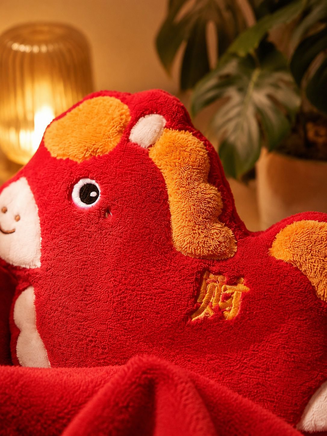 Close up of cute horse embroidery on hand towel