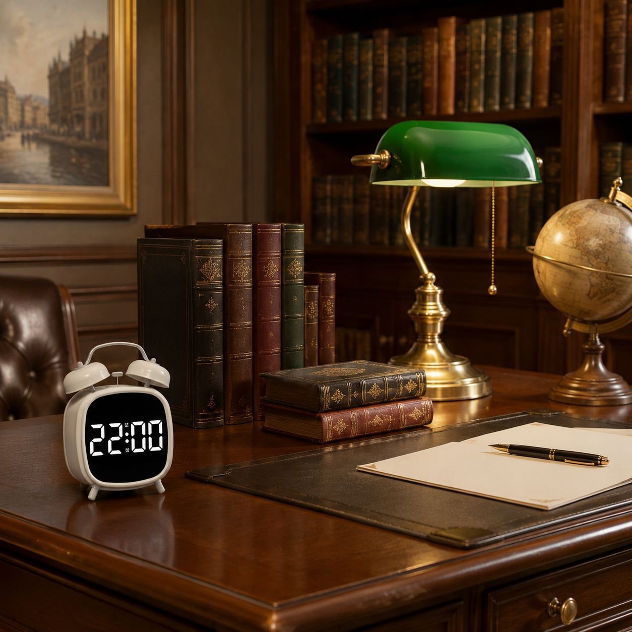 Modern digital alarm clock with metal bell for difficult mornings