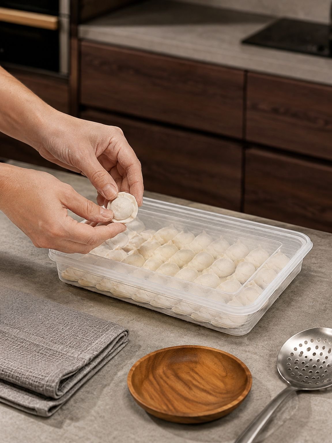 Dumpling Frischhaltebox zur ordentlichen Aufbewahrung von Teigtaschen