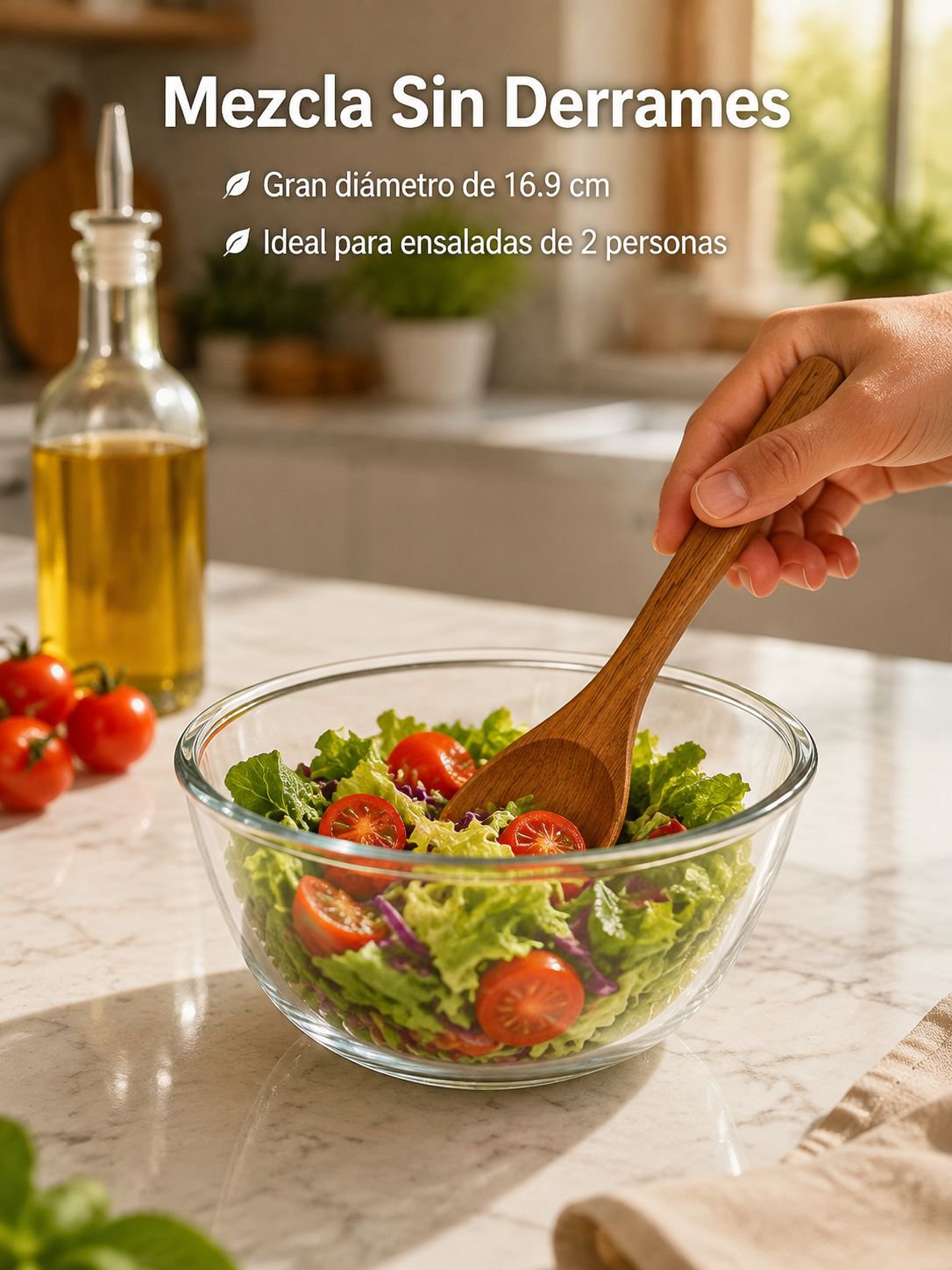 Ensaladera de vidrio transparente