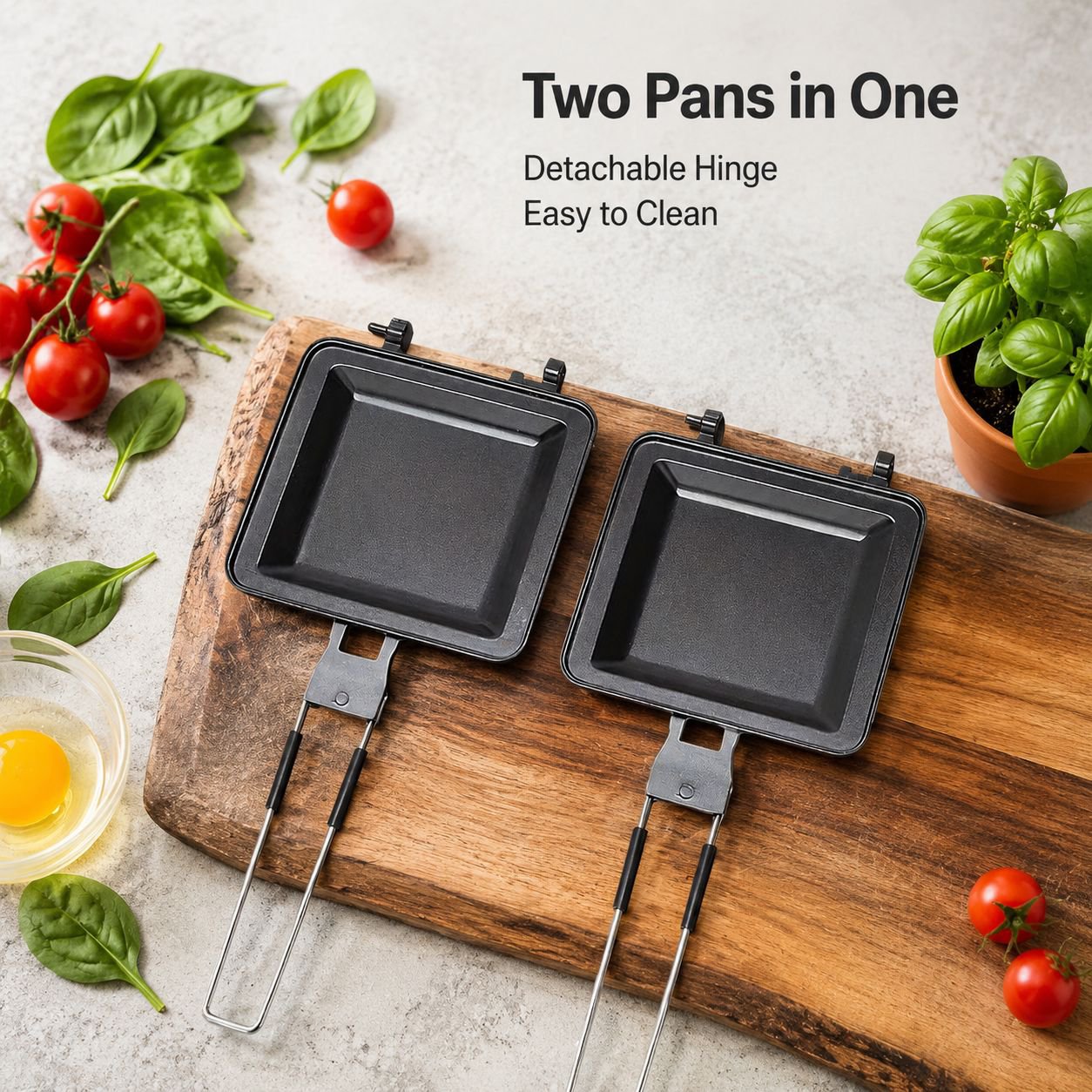 Portable Split Sandwich Frying Pan for Outdoor Cooking and Travel Use