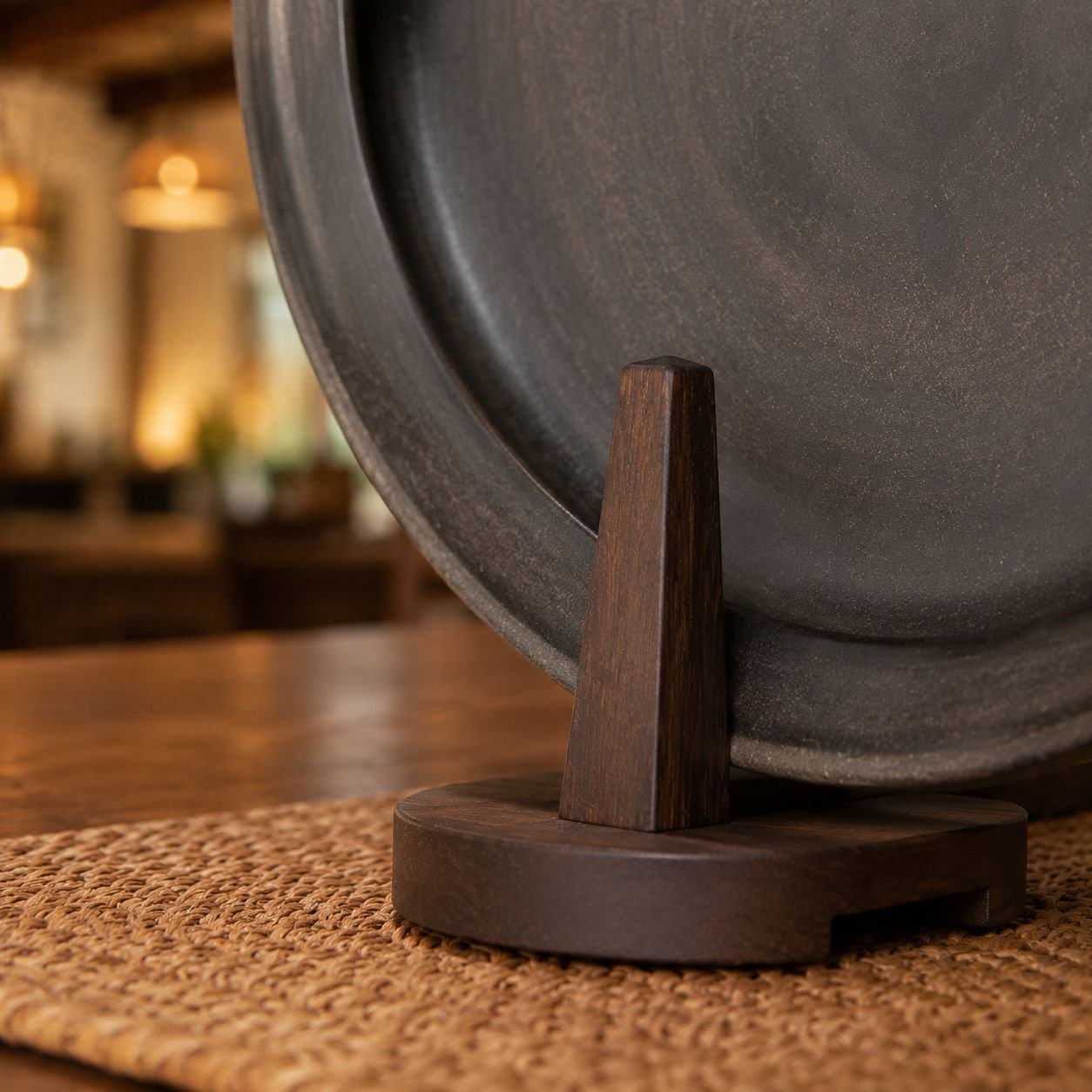 Sturdy bamboo rack holding plates neatly