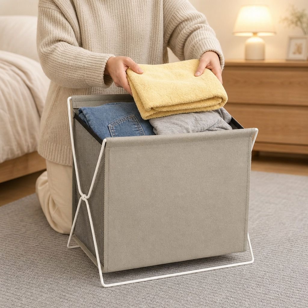 Large Capacity Foldable Iron Frame Laundry Basket