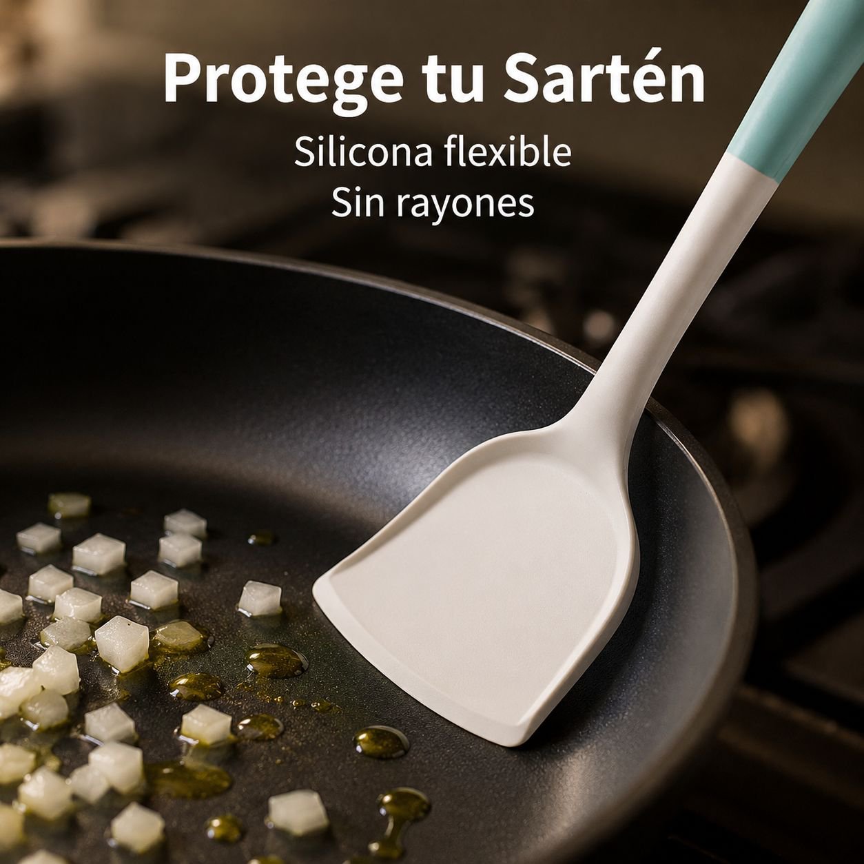 Espátula de silicona para utensilios antiadherentes