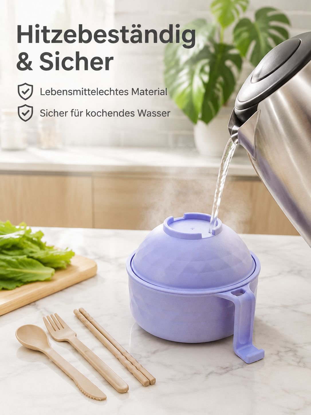 Großes Instant-Nudel-Schüssel-Set aus Weizenstroh