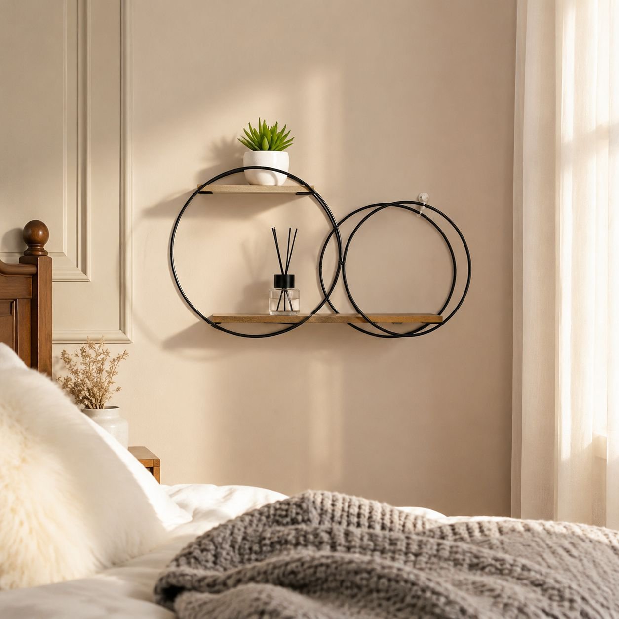 Bedroom Dormitory Decorative Wall-mounted Punch-free Storage Shelf