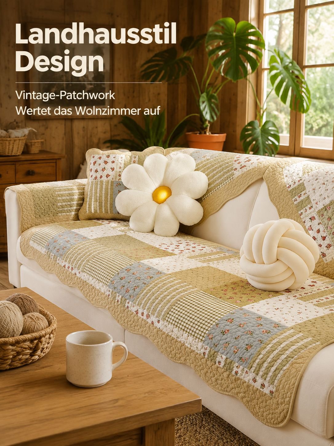 Landhausstil Baumwolle Sofaauflage ganzjährig verwendbar