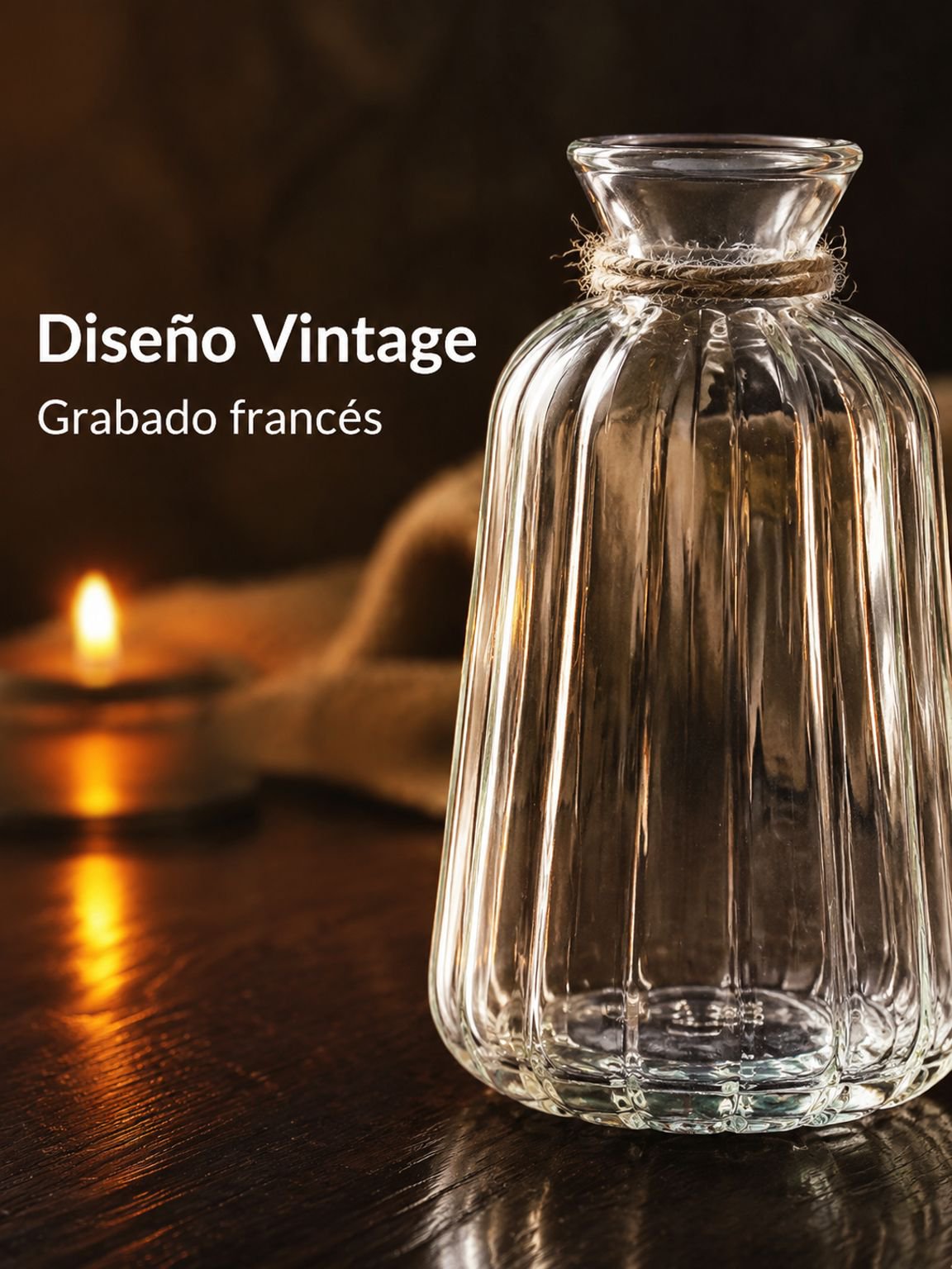 Mini florero de vidrio grabado estilo vintage francés, transparente para hidroponía