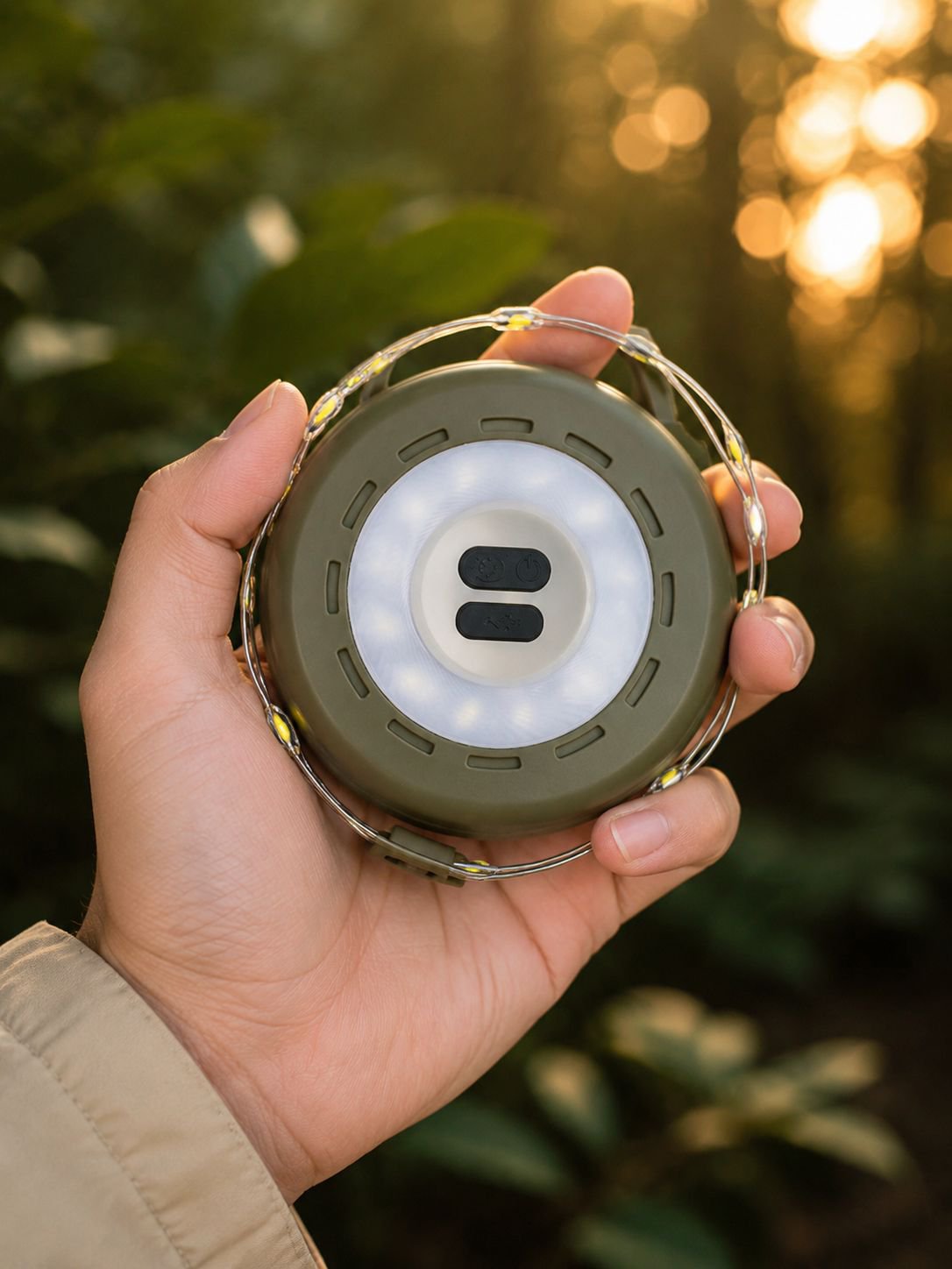 Lámpara portátil con iluminación multicolor para exteriores