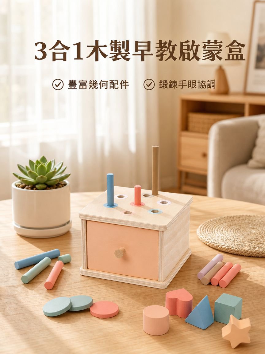 木製顏色認知投幣玩具