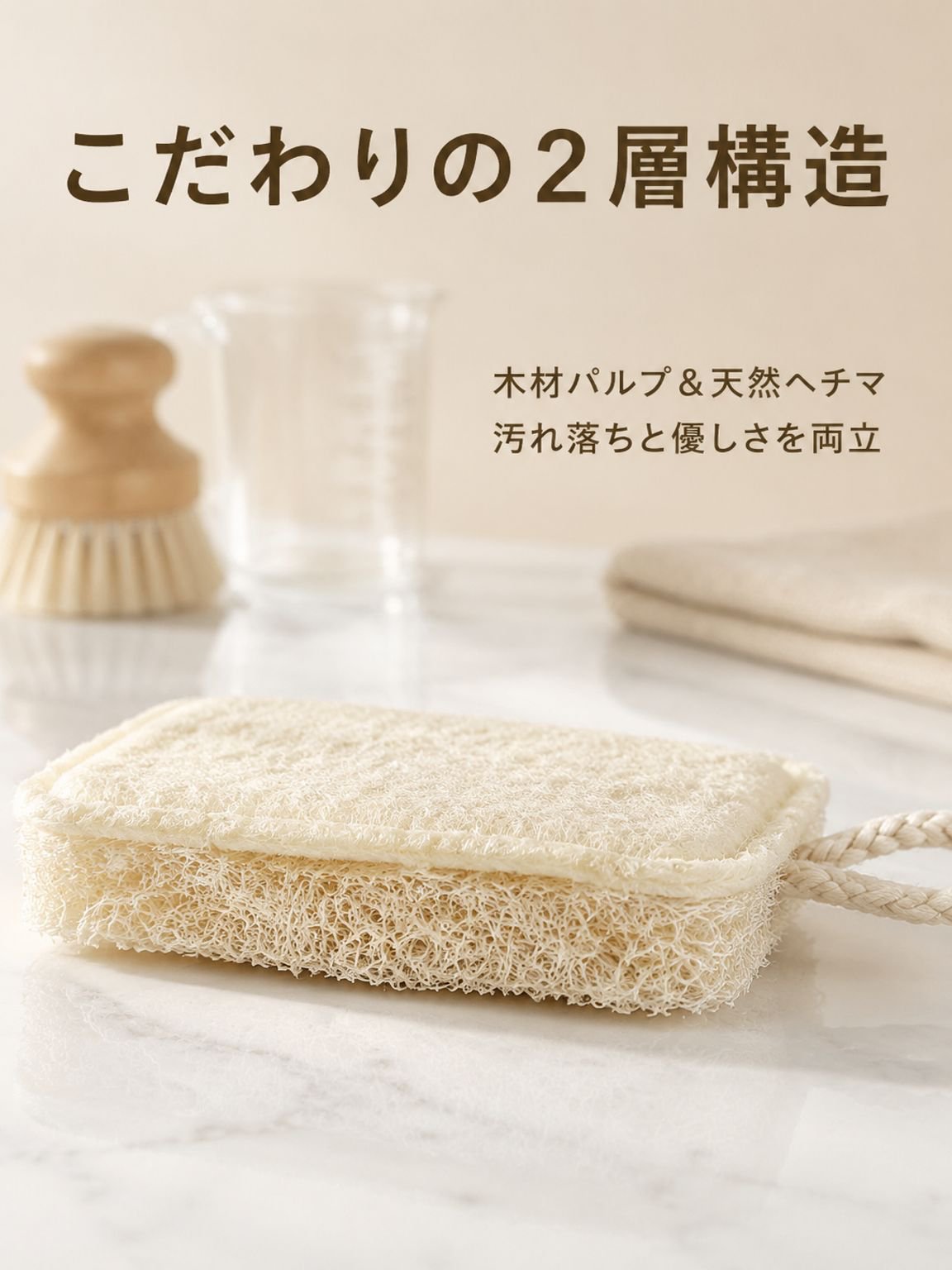 木材パルプ綿スポンジ両面キッチンクリーニングスポンジ