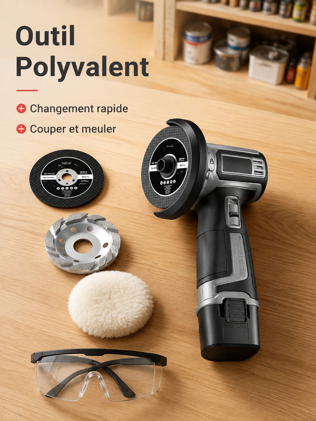 Meuleuse d’angle sans fil allemande à batterie lithium-ion, outil de bricolage