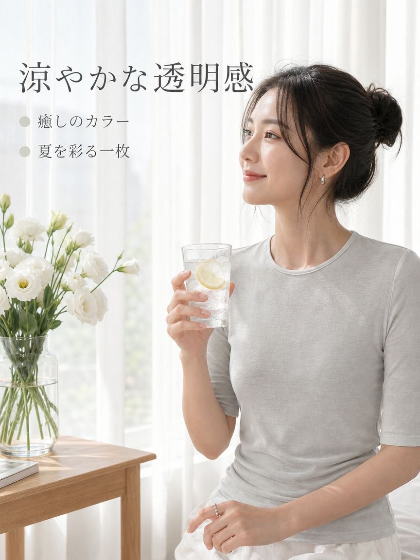 夏用レディース高弾力ソフトスリムTシャツ 通勤にも合わせやすいインナー