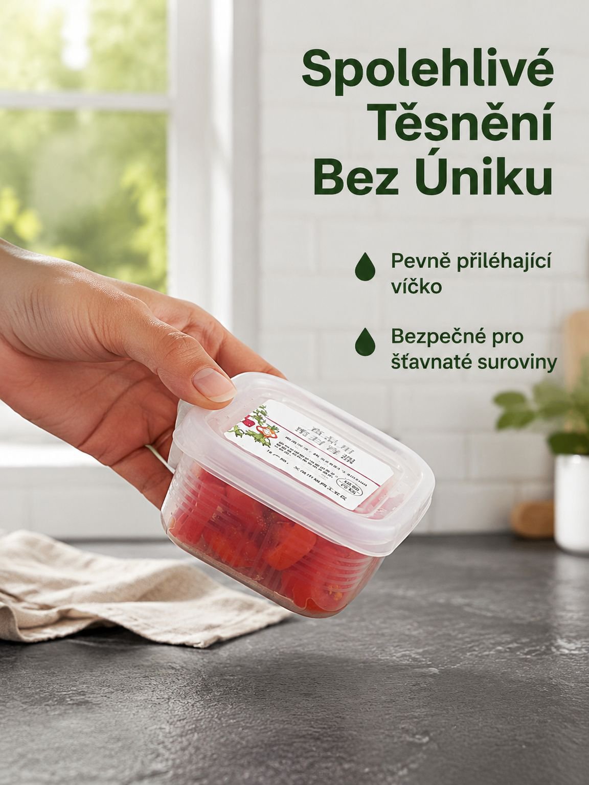 Mrazicí těsnicí box na potraviny s oddíly na zeleninu a maso