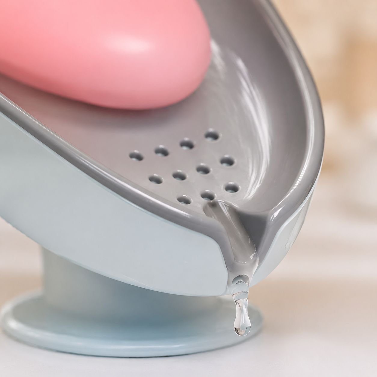 Bathroom suction soap box organizer with 9-hole drainage design