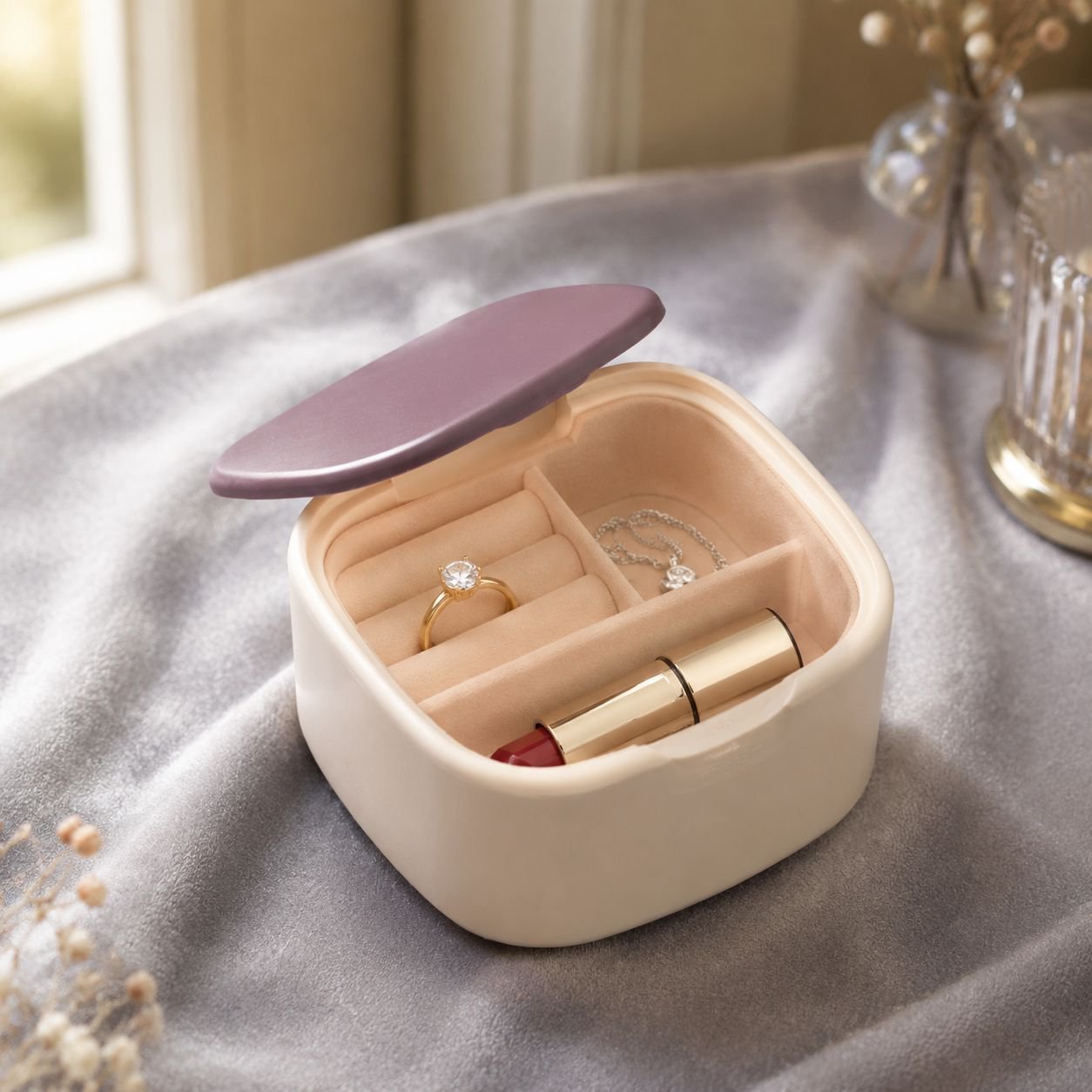 Multifunctional Lipstick and Jewelry Storage Box