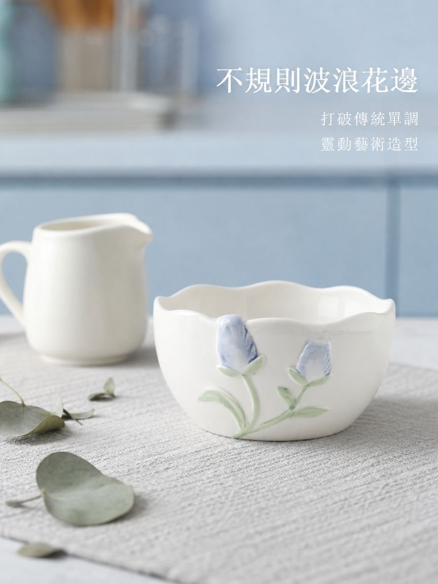 立體花卉圖案陶瓷餐盤