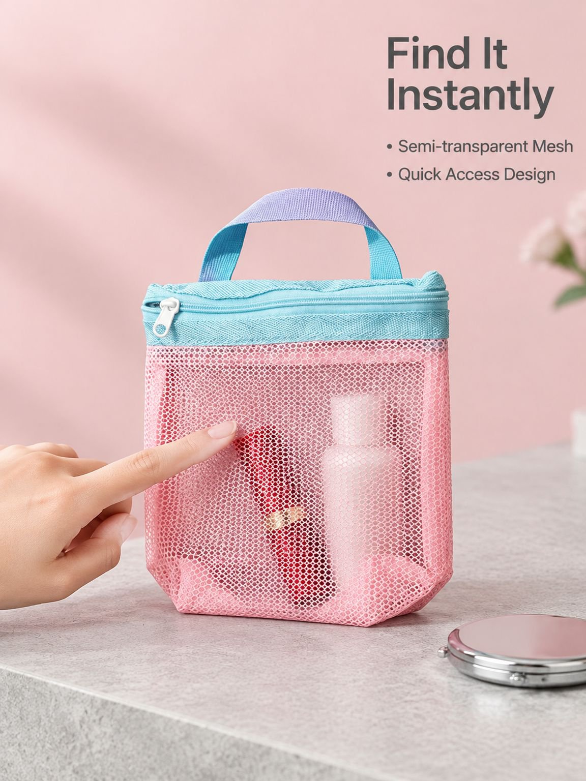 Portable Waterproof Mesh Toiletry Bag