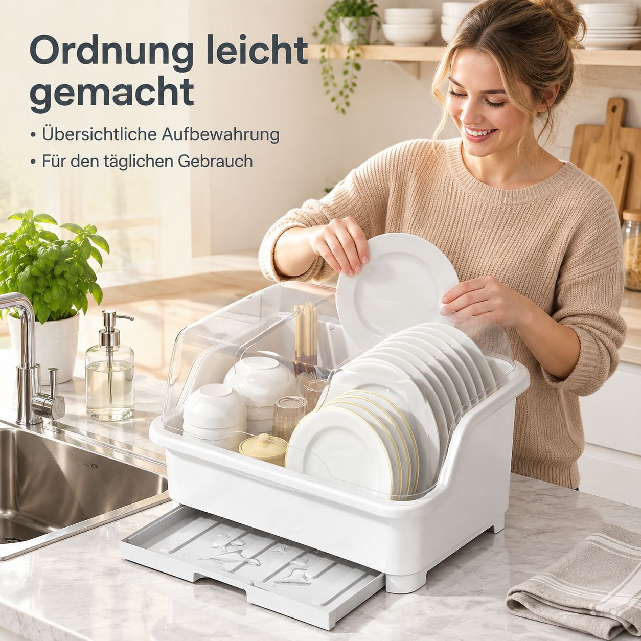 Freistehendes Geschirrabtropfgestell für die Küche