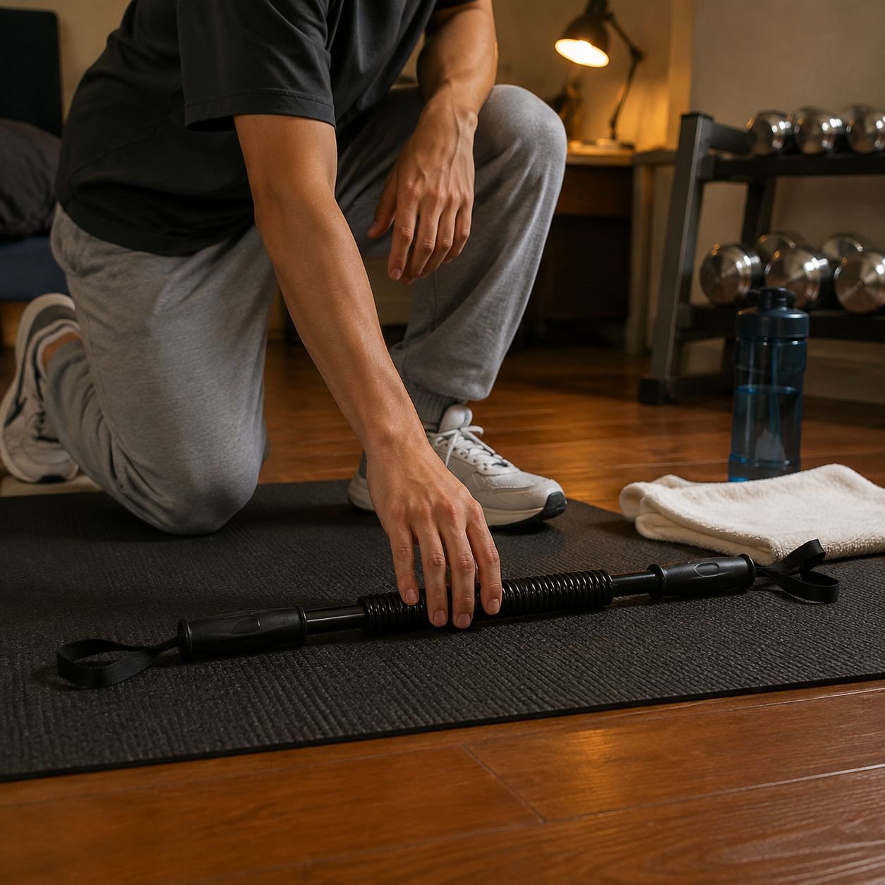 Youth arm power fitness equipment in use