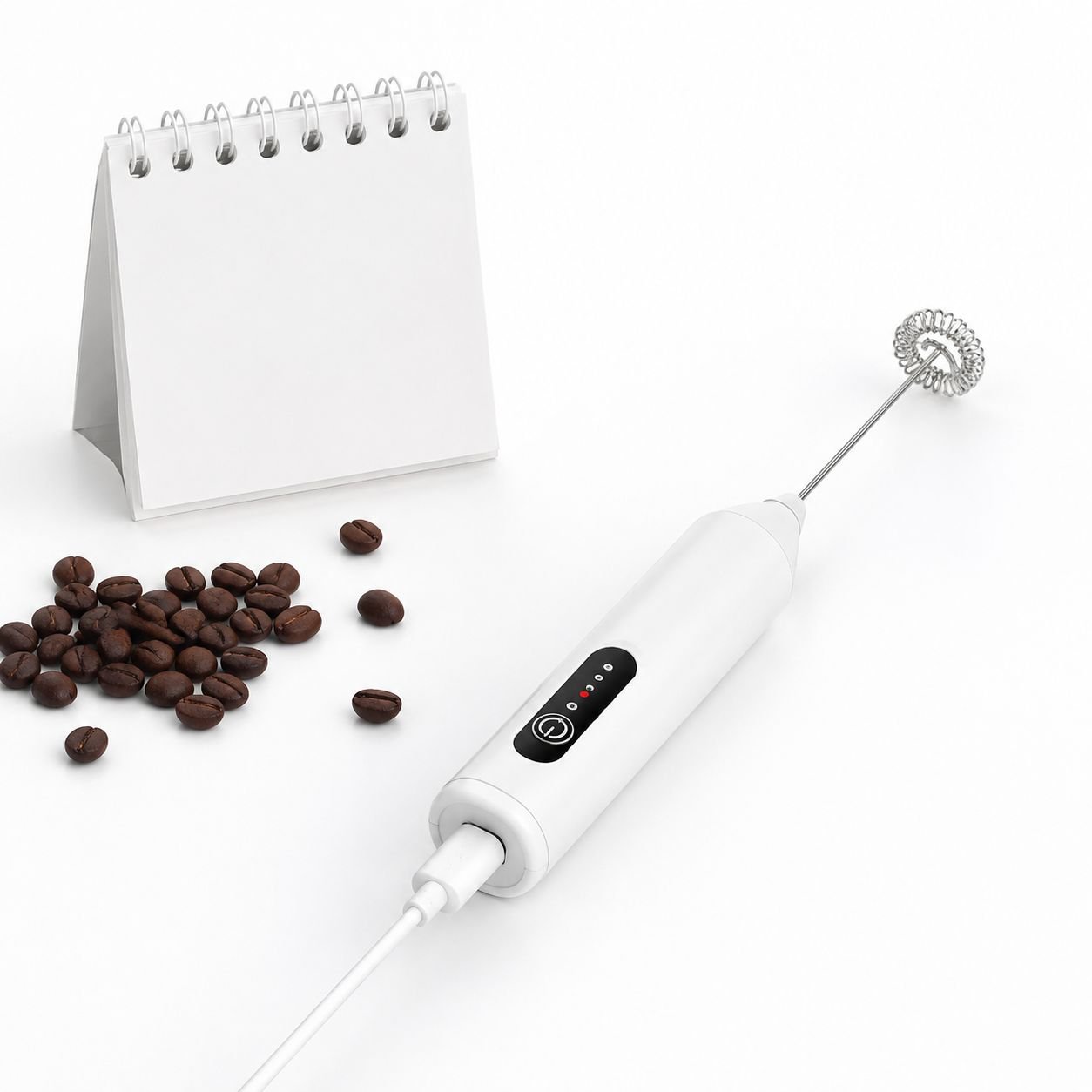 Milk frother set with stainless steel whisk attachments