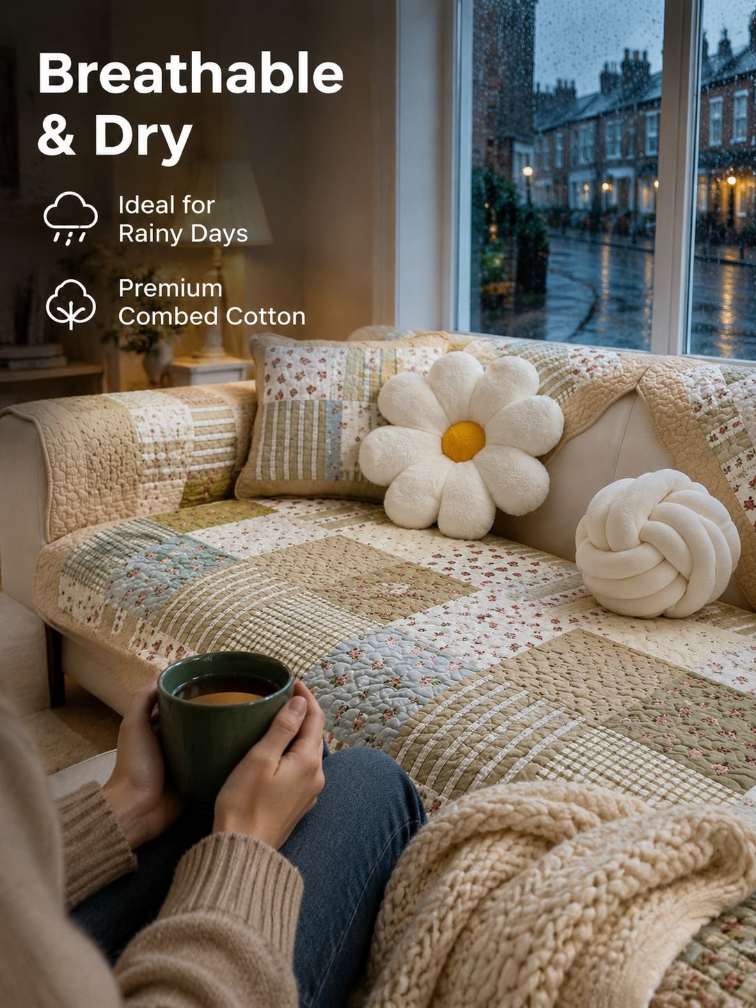 Farmhouse cotton fabric sofa cushion suitable for all seasons