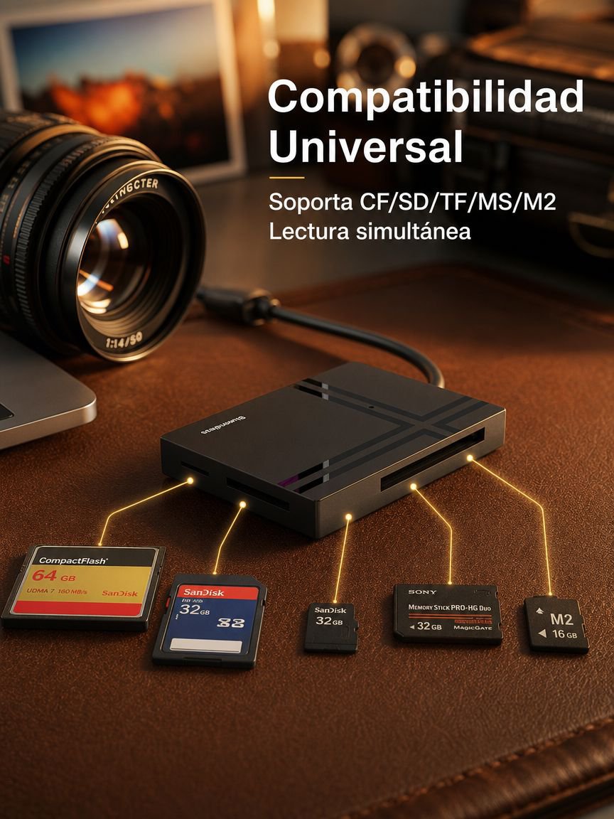 Lector de tarjetas multifunción USB 3.0 Type-C para móvil y PC, CF/SD/TF/MS/M2
