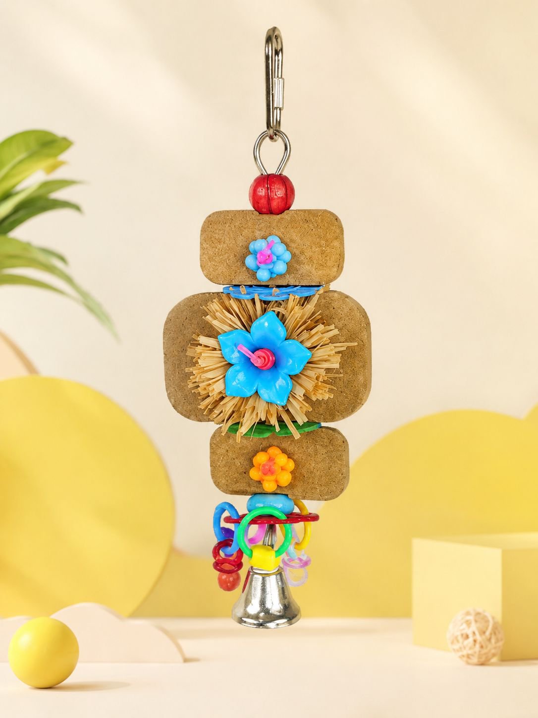 Parrot Colorful Chewing Toy Stand, Cockatiel Tiger Skin Peony Educational Toy, Claw Sharpening and B