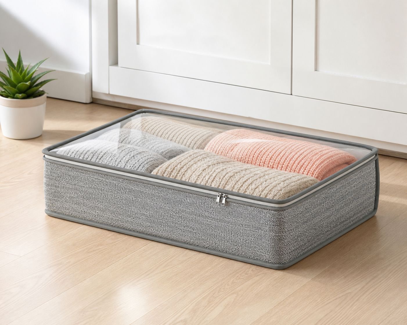 Under Bed Rolling Storage Drawer Clothes and Quilt Organizer