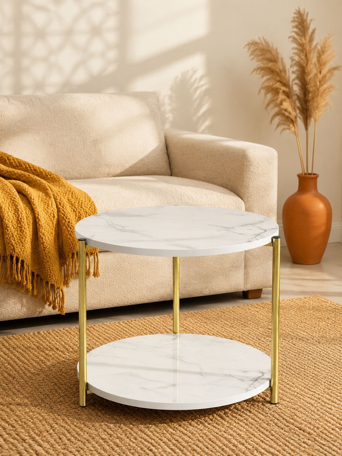 Sofá minimalista, mesa de centro para sala de estar