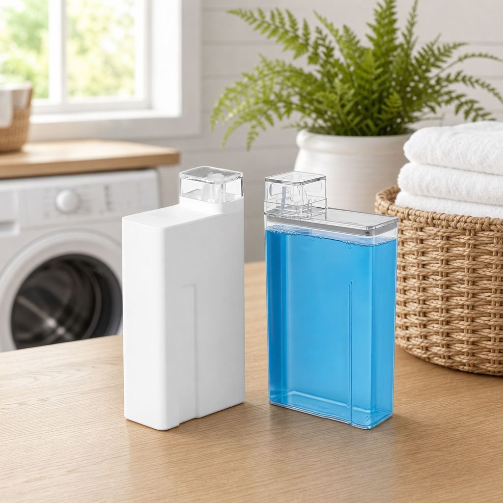 JMY Liquid Dispensing Bottle, 1000ml Large Capacity Laundry Detergent Bottle, Slim Design, Space-Sav