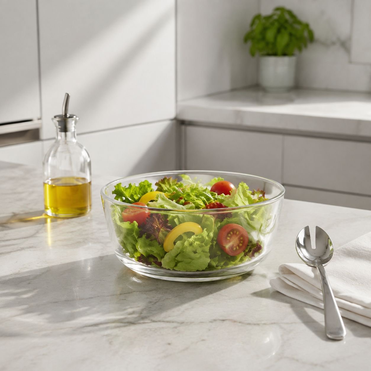 Transparente Salatschüssel aus Glas