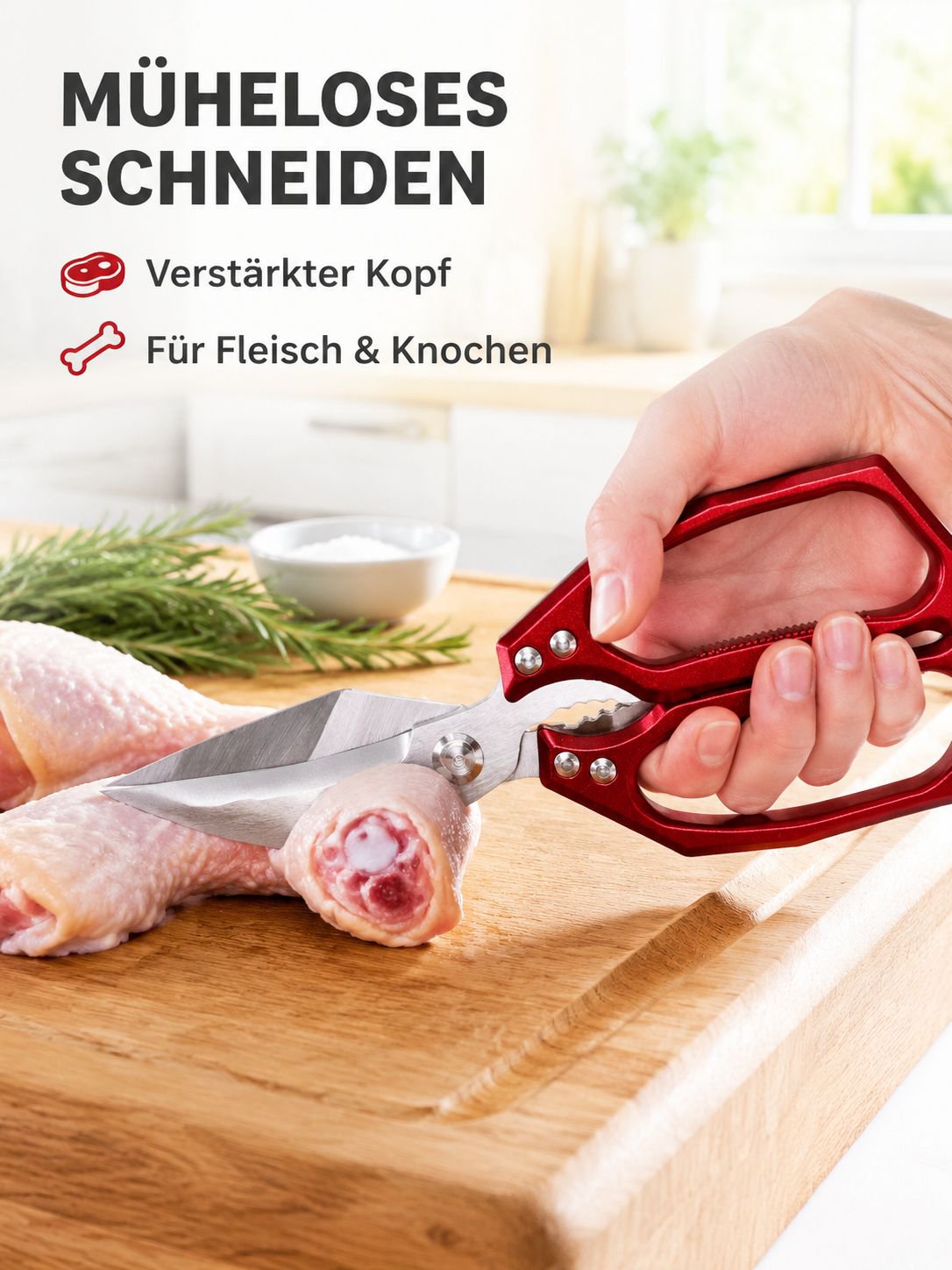 Verstärkte Küchenschere mit großem Kopf