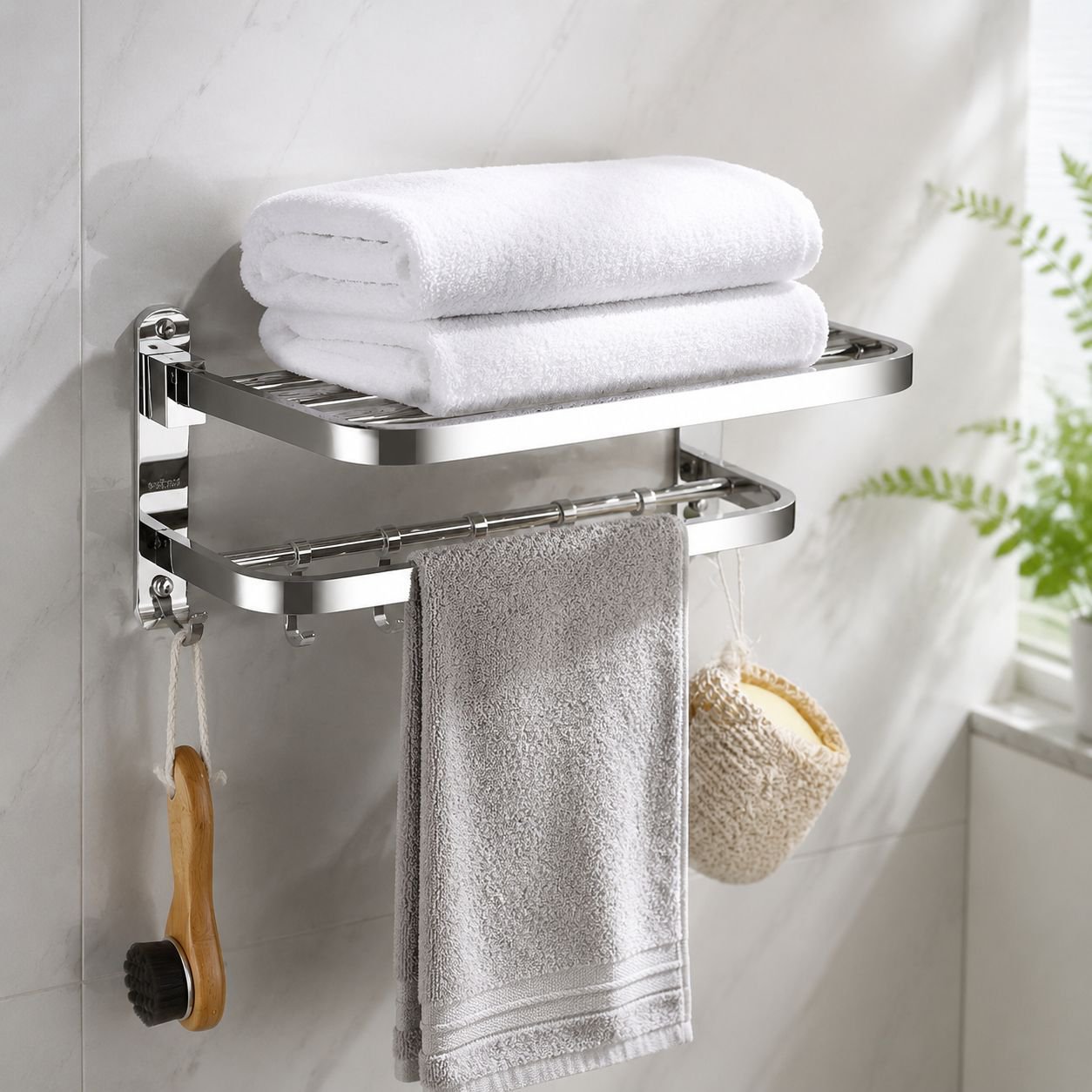 Stainless Steel Bathroom Towel Shelf