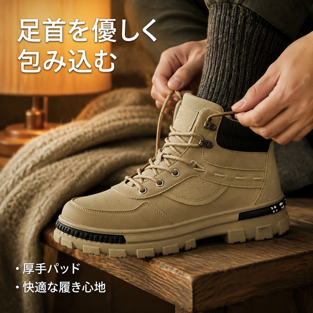 レトロなプラットフォームアンクルブーツ、メンズワークブーツ、ハイカットブーツ