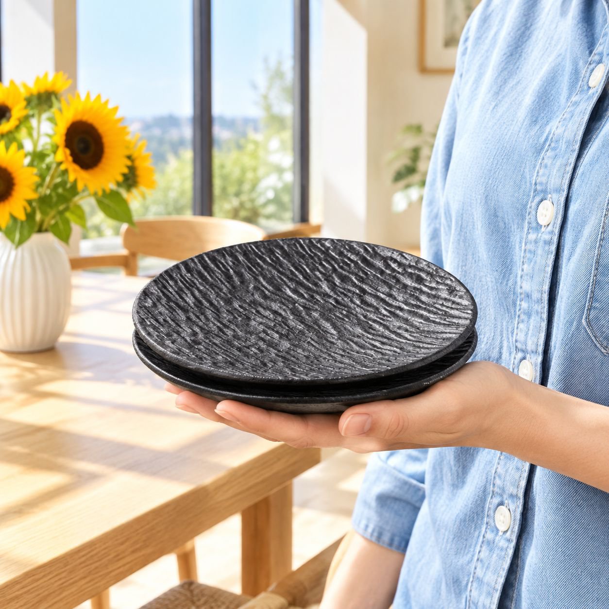 Simple Round Ceramic Tableware Plate for Home