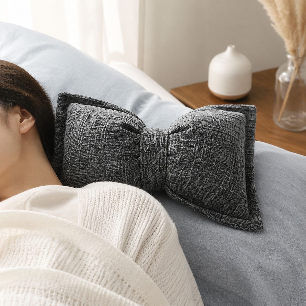 Almohada decorativa con lazo de chenilla