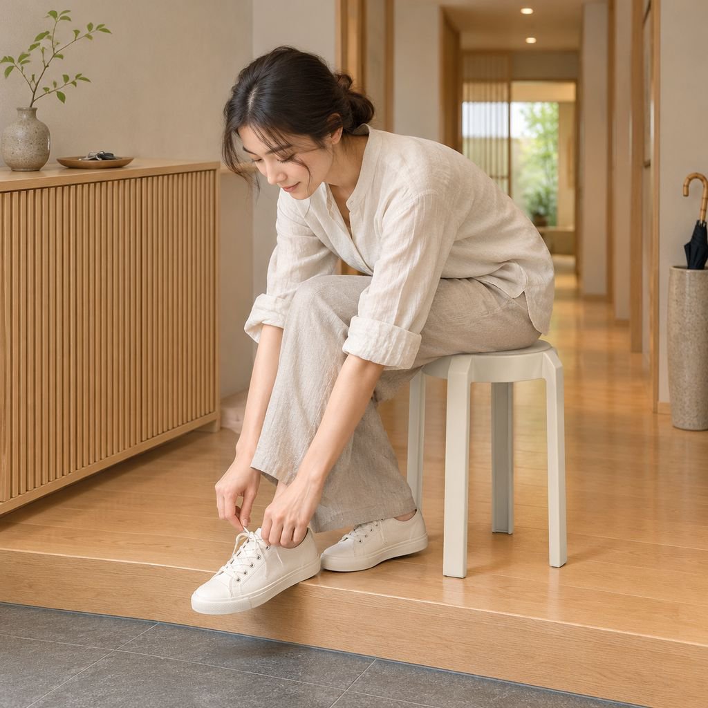 レストランのカウンター席に並ぶハイスツール
