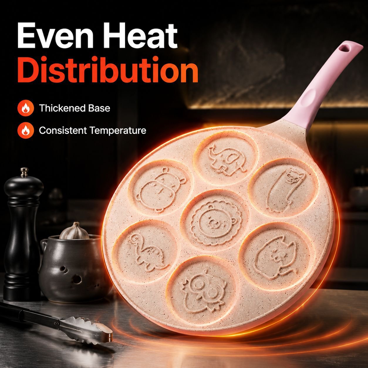 7-Hole Mini Pancake Pan, Easy-Clean Nonstick, Kitchen Bakeware