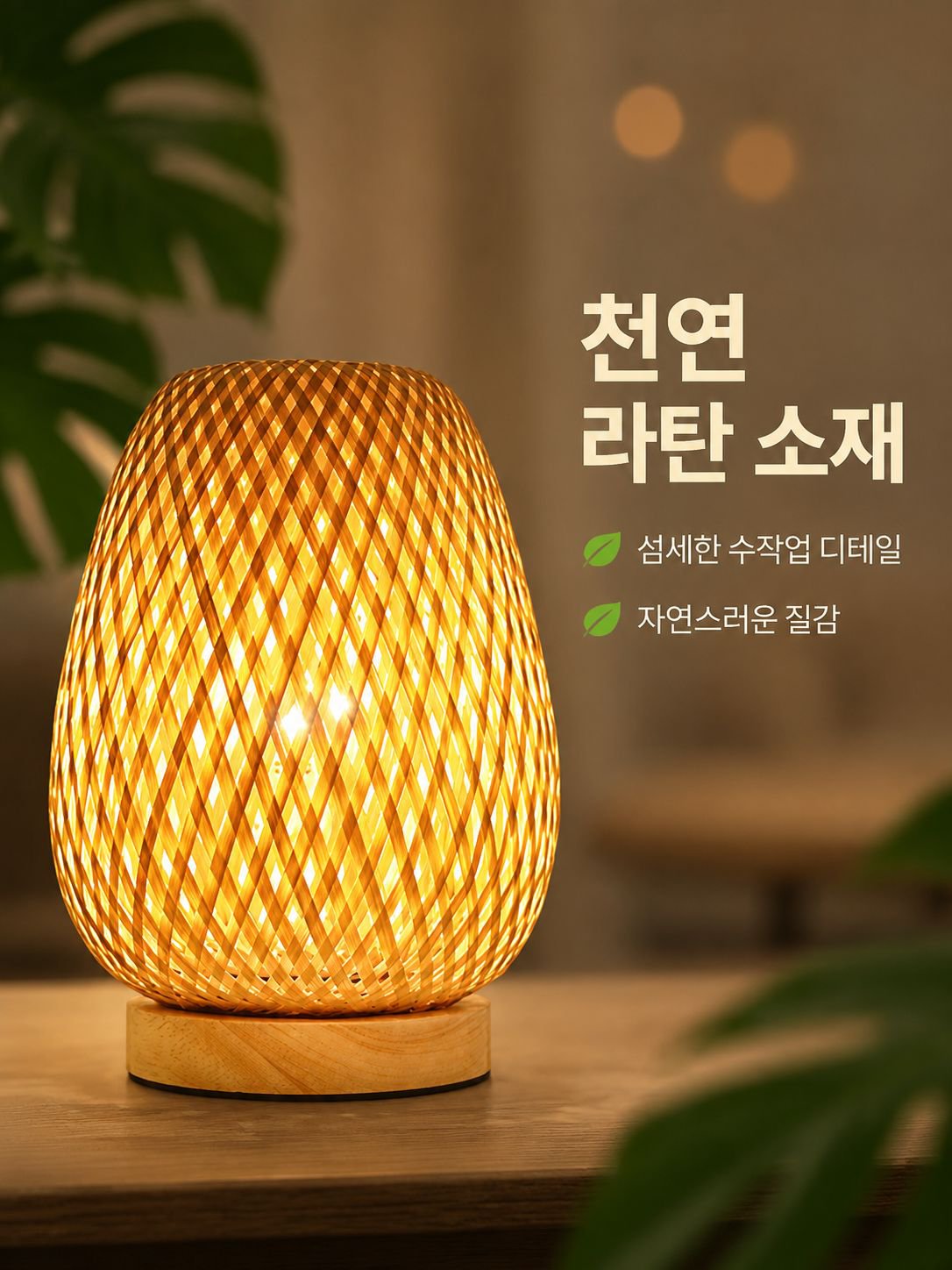 모던 심플 라탄 탁상 스탠드