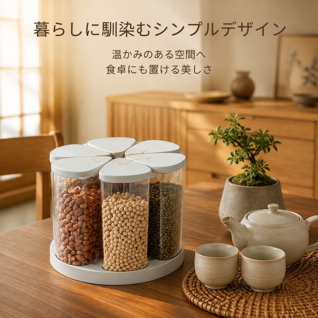 密閉容器回転式雑穀収納ボックス便利グッズ