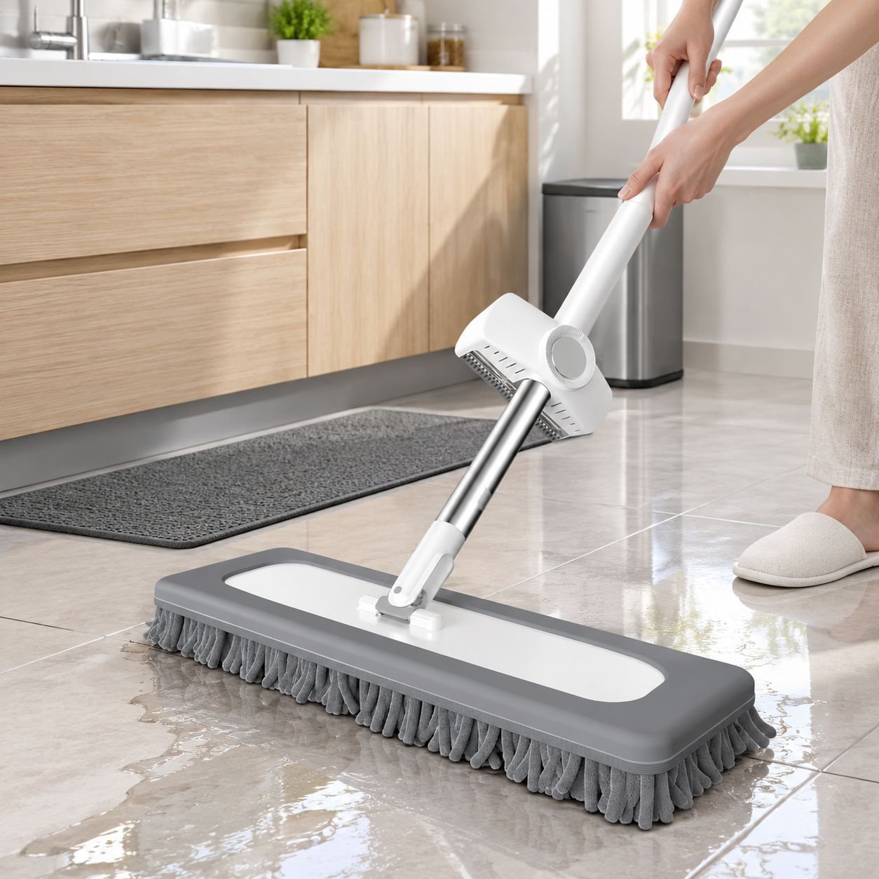 家庭用フラットモップ、ハンズフリー、広い面積に対応、乾湿両用、怠け者の必需品！