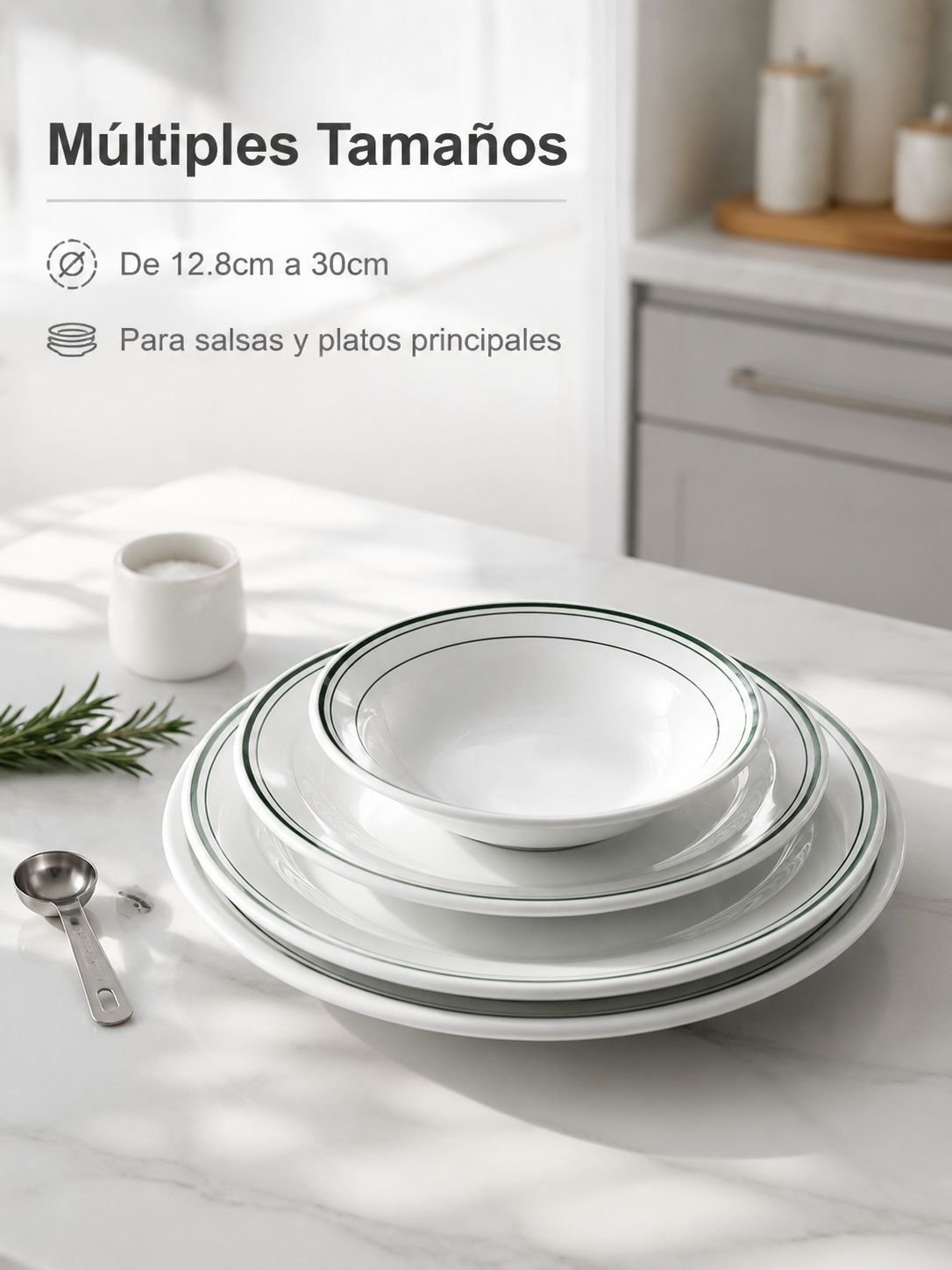 Plato llano de cerámica multifuncional